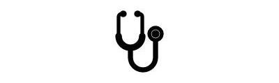 En ikon för ett stetoskop som illustrerar att patienten måste informera läkaren så att de kan rekommendera en lämplig behandling.